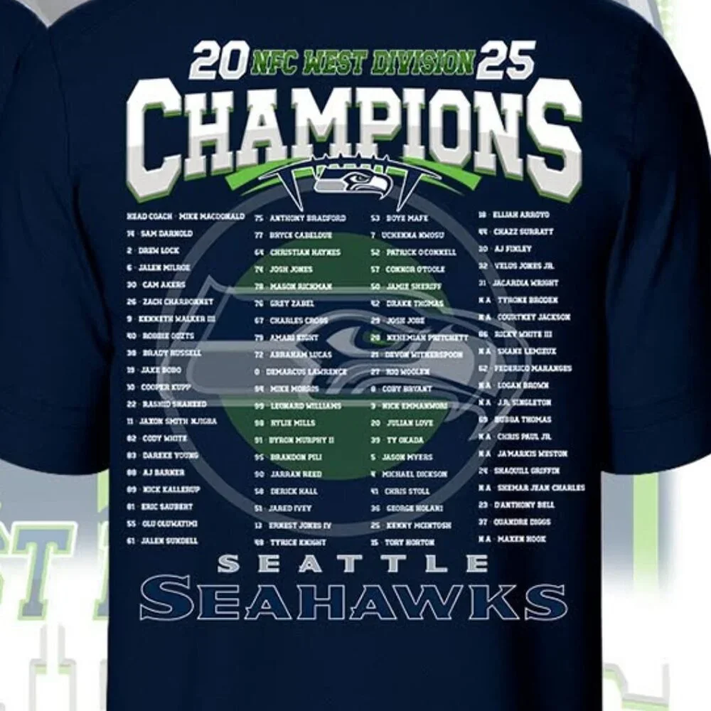 Seattle Seahawks 2025 Nfc West Division Champions Shirt 2026 Nfl Fan Apparel 2 - Picture 3 of 6